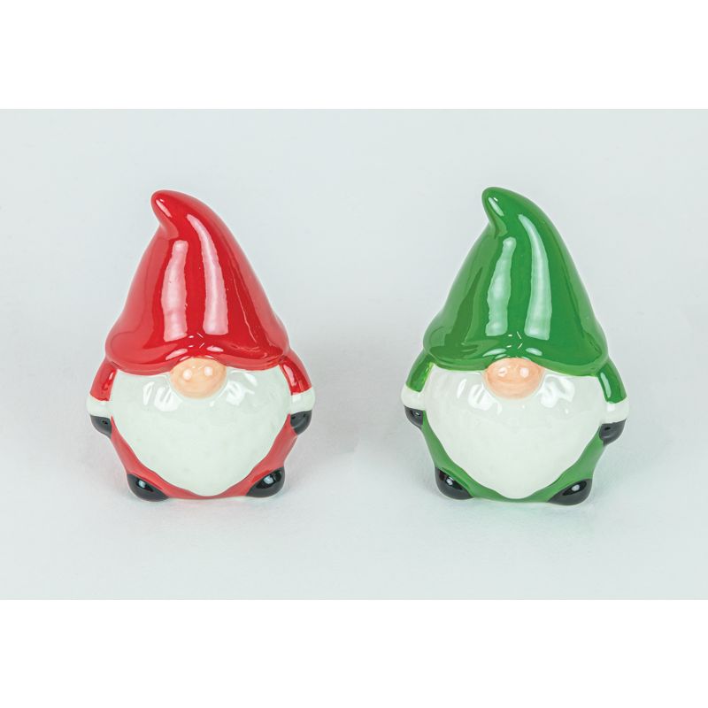 RED AND GREEN GNOME SALT AND PEPPER SET