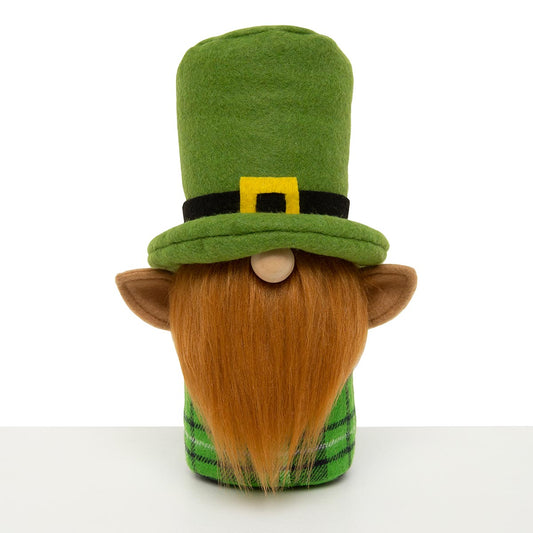 LEPRECHAUN GNOME GREEN WITH BUCKLE HAT, WOOD NOSE