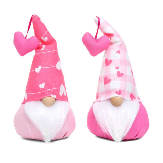 LOVEY GNOME PINK/WHITE WITH WIRED HEART DANGLE HAT