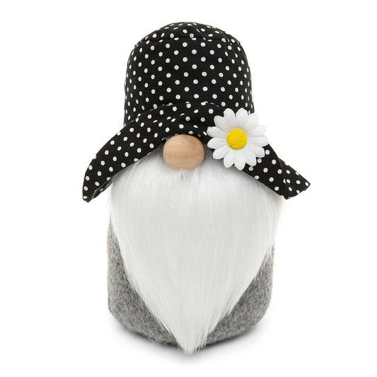 MAISY DAISY GNOME BLACK/WHITE PINDOT HAT WITH DAISY