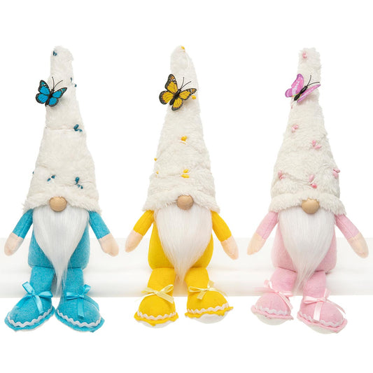 FUZZY HAT GNOME WITH BUTTERFLY, ARMS AND LEGS