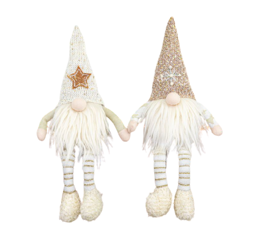 GOLDEN SHIMMER GNOME DANGLE LEG Gnomes - Choice of White Star Bod with Gold Hat and Gold Body