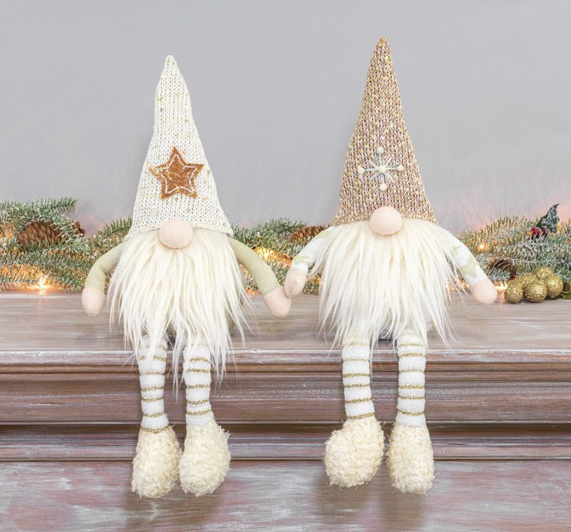 GOLDEN SHIMMER GNOME DANGLE LEG Gnomes - Choice of White Star Bod with Gold Hat and Gold Body