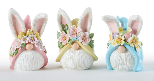 4.6 x 6.6" Resin Bunny Ear Gnome Round and Cute -Choose 1 or all three
