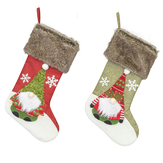 KRINGLE GNOME STOCKING 2 ASST.