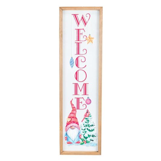 HOLIDAY GNOME OLD FASHIONED TIN WELCOME GNOME VERTICAL SIGN