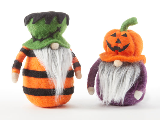 Frankenstein & Pumpkin Halloween Wool Gnomes
