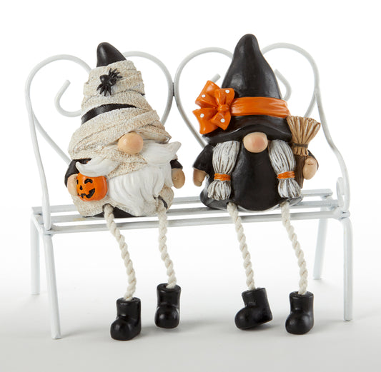 Mummy & Witch Halloween Sitting Gnomes