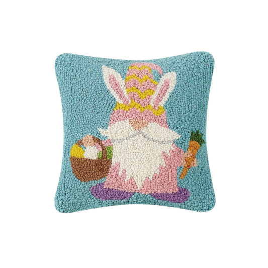 Bunny Gnome Wool and Cotton Accent Pillow