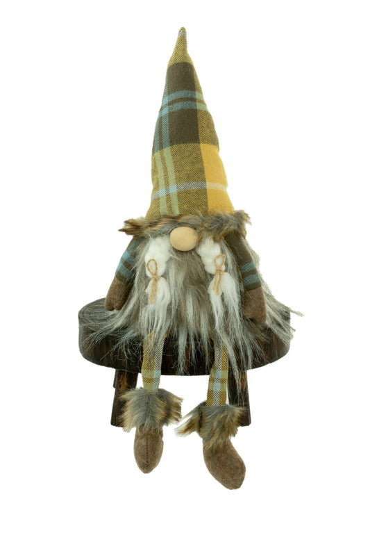 Yellow Plaid Year Round Sitting Girl Gnome