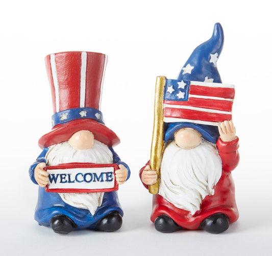 3.6" Resin Standing Americana Gnome - Set of 2 - 4th of July USA