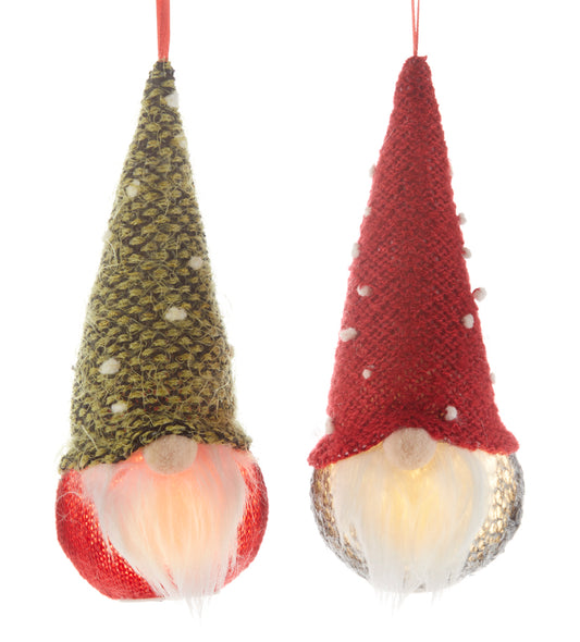 Light up Christmas gnome ornaments set of 2