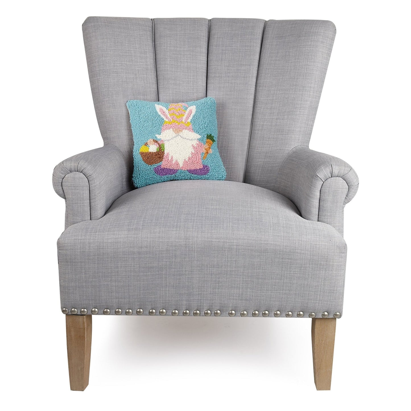 Bunny Gnome Wool and Cotton Accent Pillow