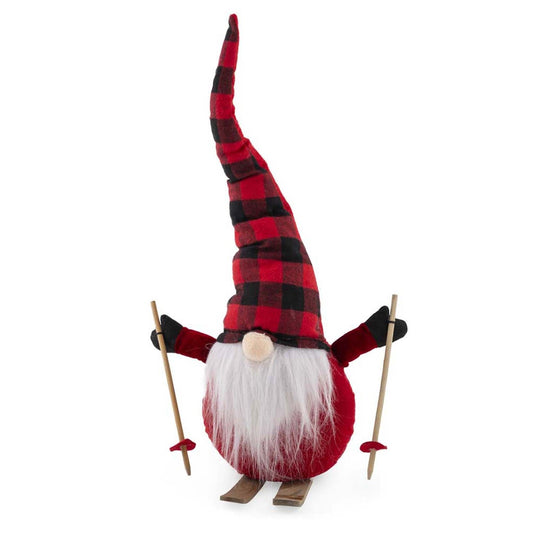 20.5" Bill the Skiing Christmas Buffalo Plaid Hat Gnome