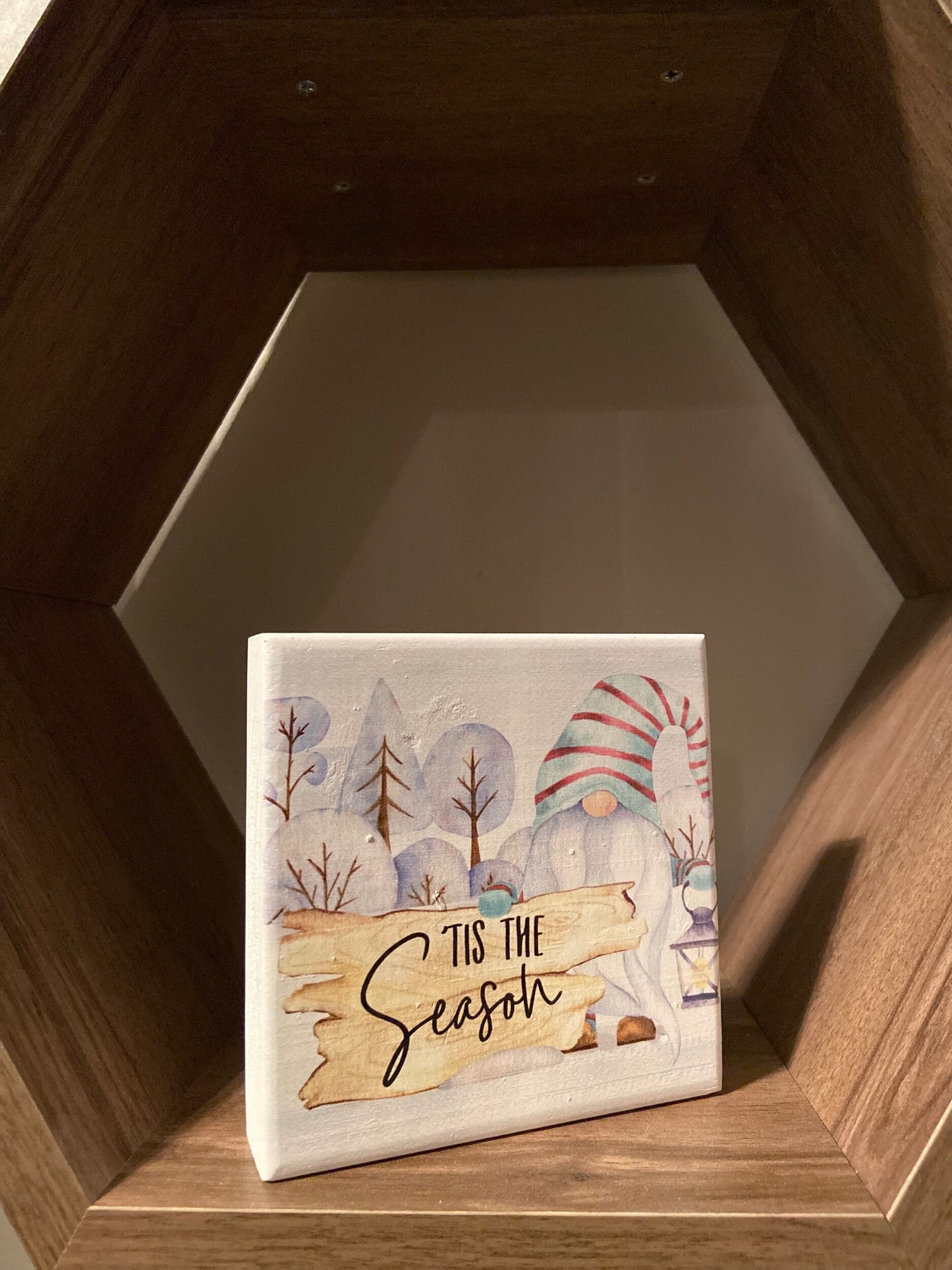 Tis The Season Gnome Block Sign