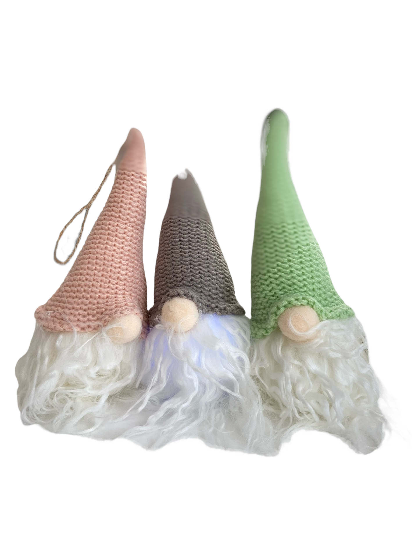Pink, Grey, or Green Hanging Gnomes with Light Up Beards