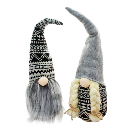 Large Black & White Boho Gnomes Choose One or Both - 4.85 x 19 in each