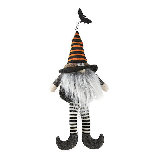 Shelf Sitting Witch Gnome with Bat Hat
