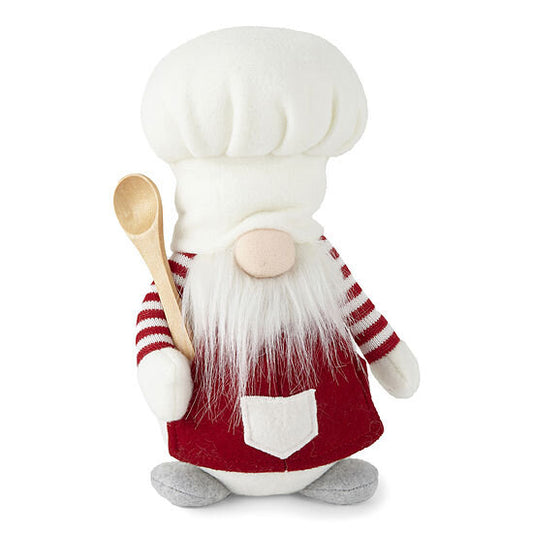 Large Chef Gnome with Wooden Spoon and White Beard