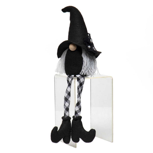 WITCH GNOME WITH LACE & PEARL WIRED HAT