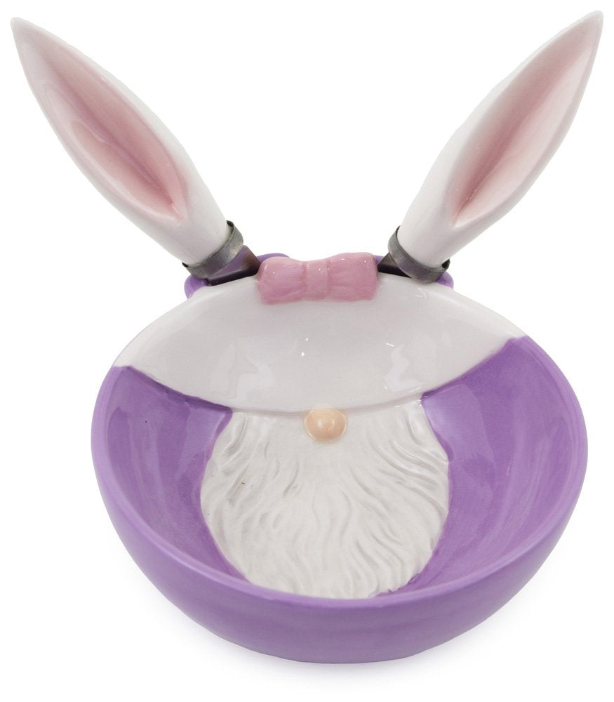 Spring Easter Bunny Gnome Serving Bowl with Spreaders