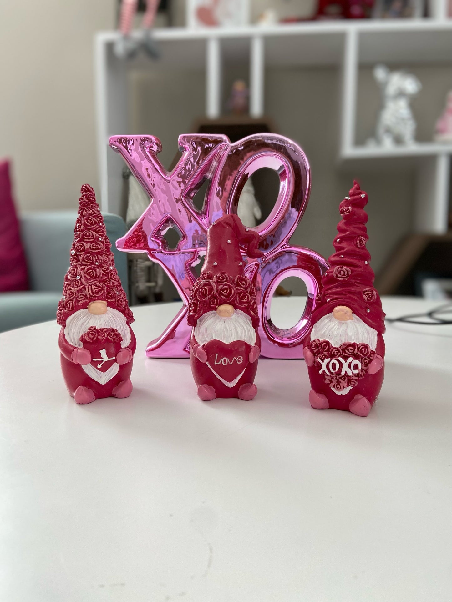 Rose Love Valentines Gnomes with Flowers - Set of 3