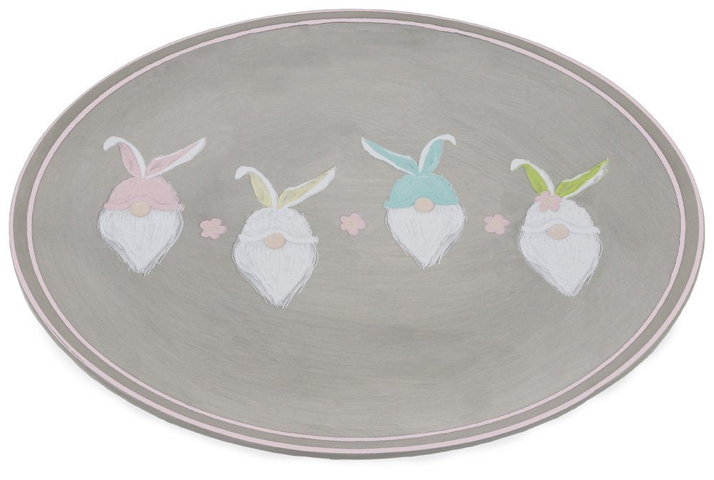 Spring Bunny Gnomes Oval Platter Ceramic Easter