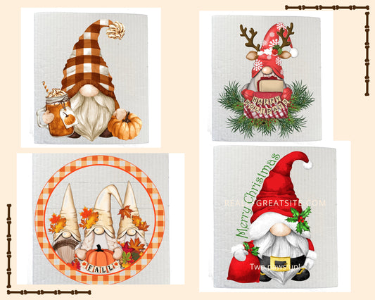 Gnome Themed Environmentally Friendly Swedish Dish Towels