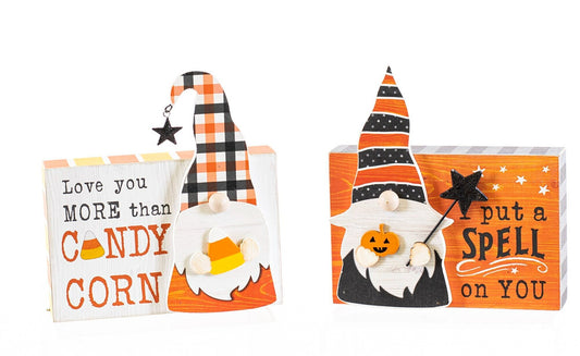 Halloween GNOME Sign BLOCKS Set of 2