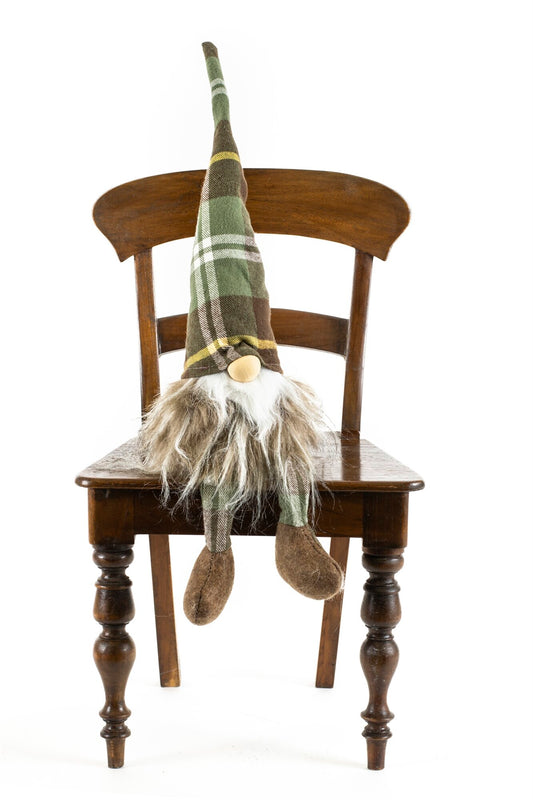 Niklaus the Gnome - Shelf Sitter with Dangle Legs Plaid Year Round