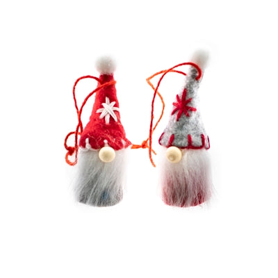 Mini Gnomes with Hats Ornament Set of 2