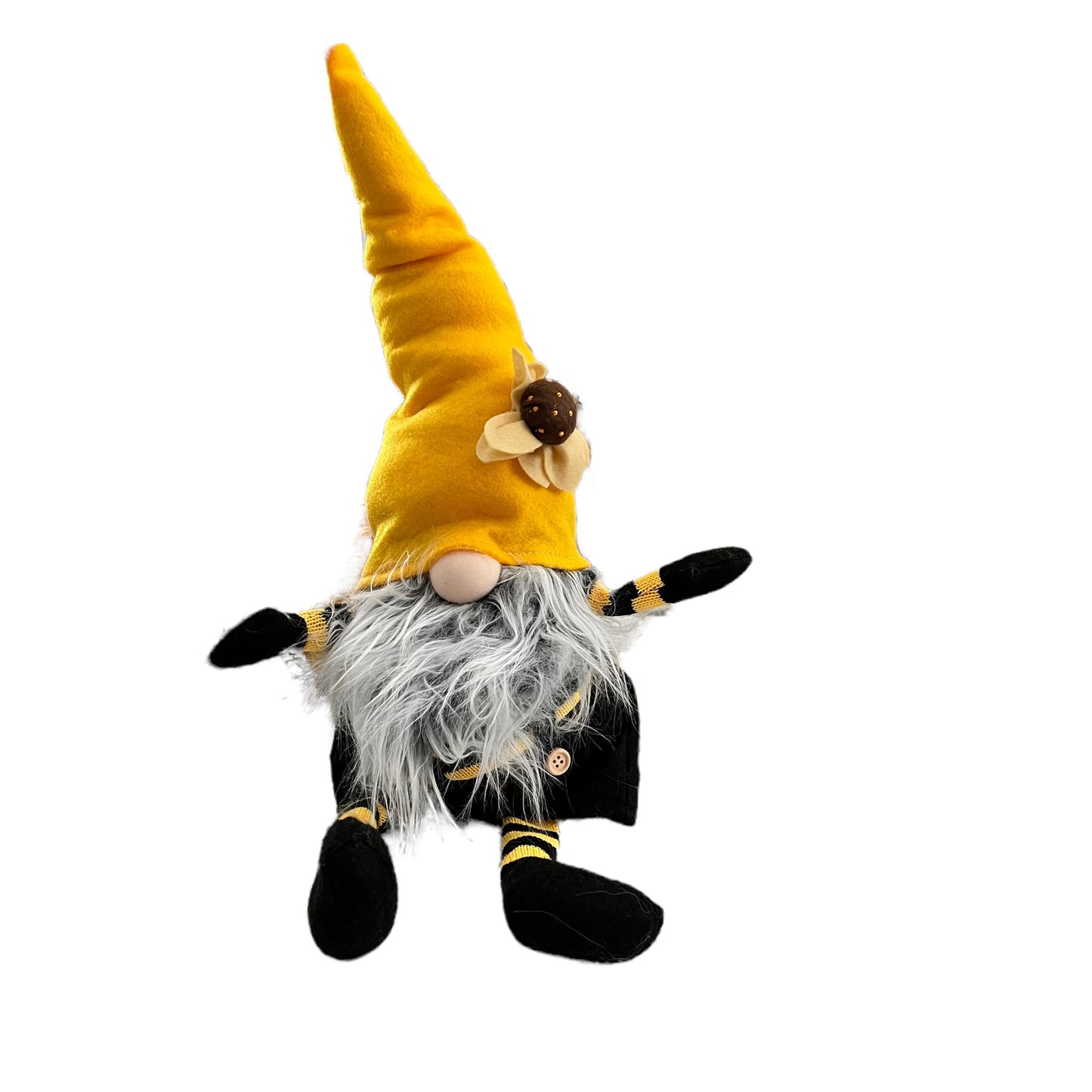 Black and Yellow B. Young the Bee Spring Time Gnome with Shorts and Dangle Legs