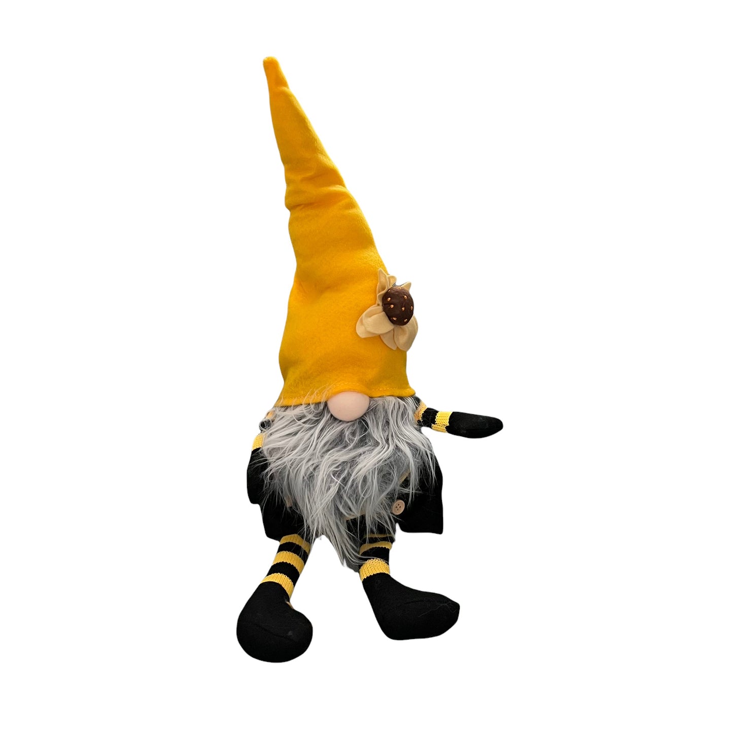 Black and Yellow B. Young the Bee Spring Time Gnome with Shorts and Dangle Legs