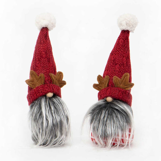 Small Gnome with the cutest antlers and Sweater Knit Hat