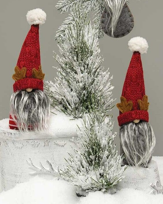 Small Gnome with the cutest antlers and Sweater Knit Hat
