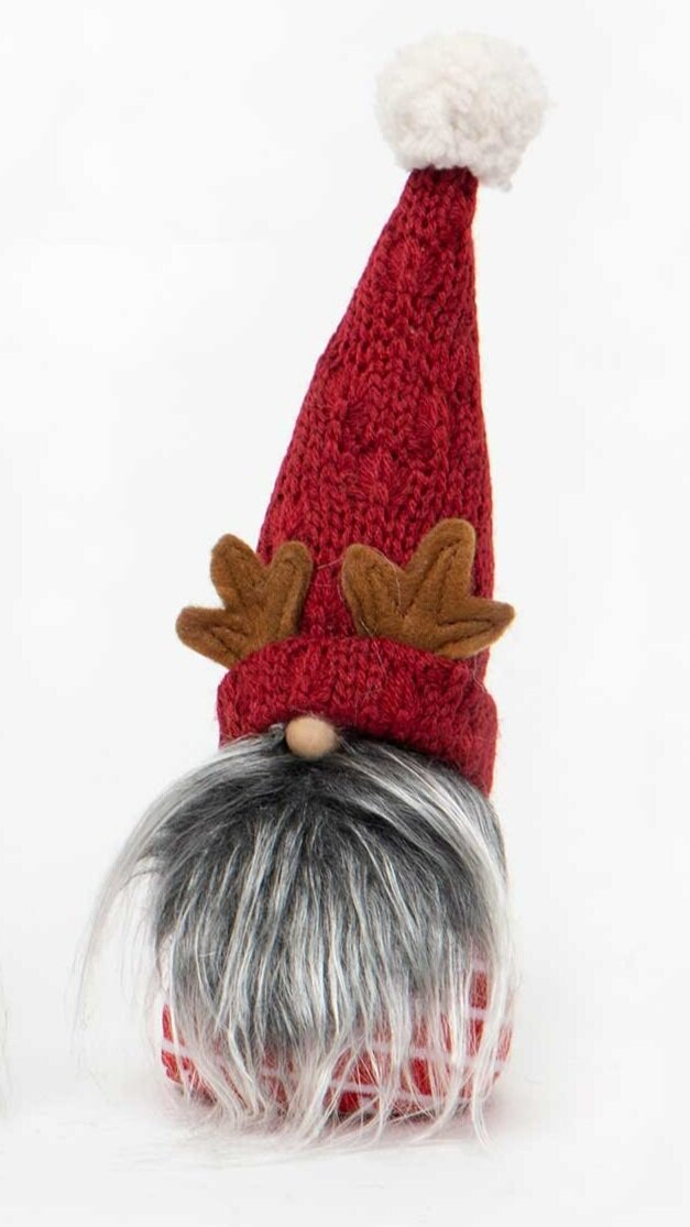 Small Gnome with the cutest antlers and Sweater Knit Hat
