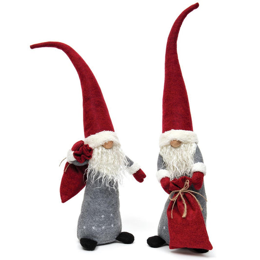 HEAVE AND HO GNOME BURGUNDY/GREY WITH TWINE TIED SACK SANTA GNOME