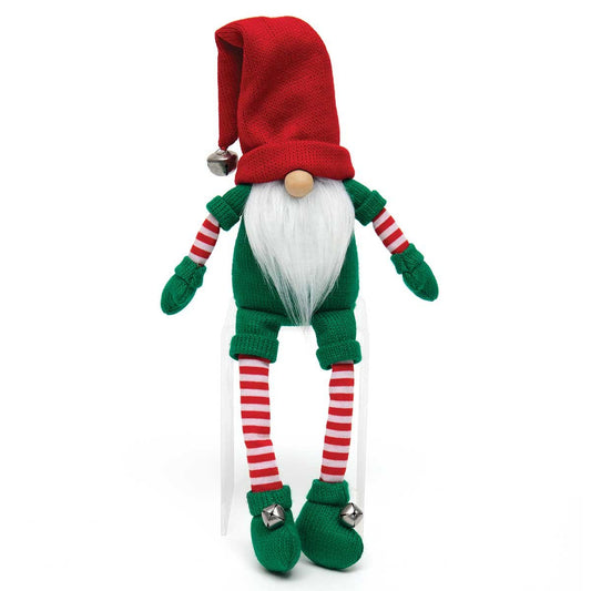 ELF GNOME RED/GREEN WITH JINGLE BELLS, WOOD NOSE