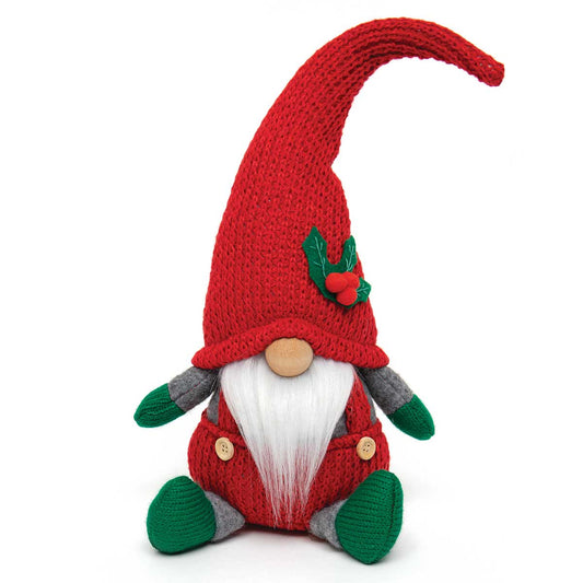 HOLLY HAT GNOME ORNAMENT RED/GREEN WITH SWEATER HAT