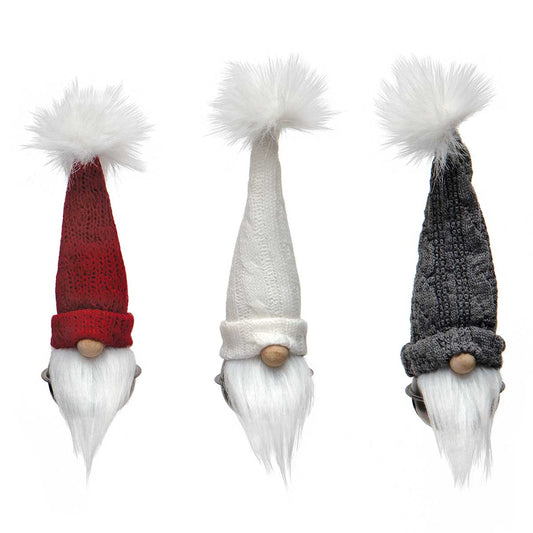 Holiday Christmas Jingle Bell Body Gnome with Fur Pom-Pom Hat Set of 3