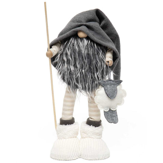 SHEPARD GNOME GREY/CREAM WITH LAMB, STAFF, CLOAK, WOOD