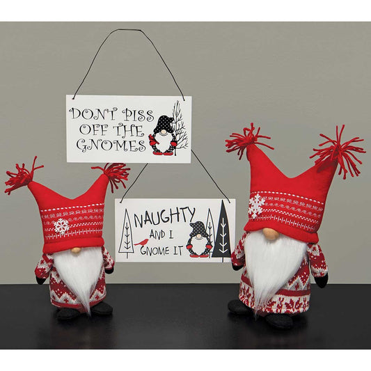 GNOME DON'T PISS OFF THE GNOMES RECTANGULAR WOOD SIGN