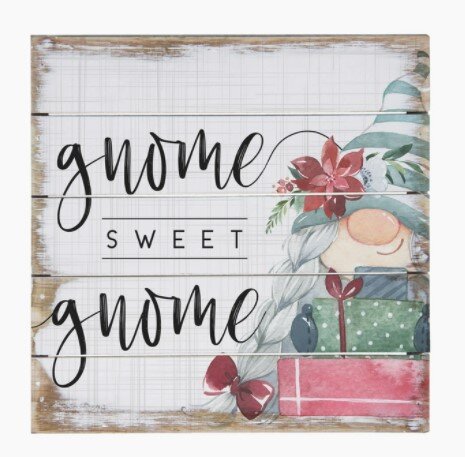 Real Wood Gnome Sweet Gnome 8x8 Sign