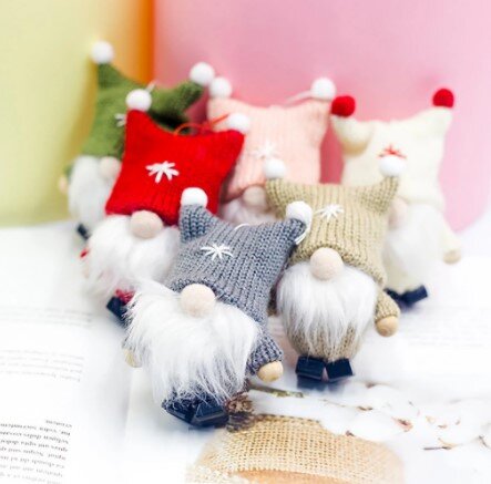 Giftable Tiny Gnomes With Wool Knit Hats and Wood Shoes in Multiple Colors