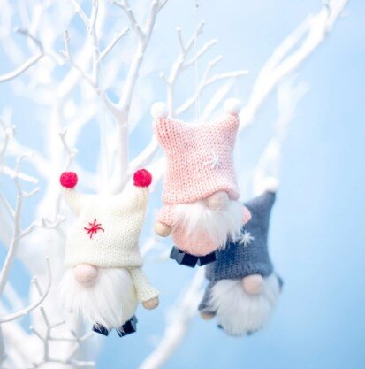 Giftable Tiny Gnomes With Wool Knit Hats and Wood Shoes in Multiple Colors