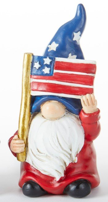 3.6" Resin Standing Americana Gnome - Set of 2 - 4th of July USA