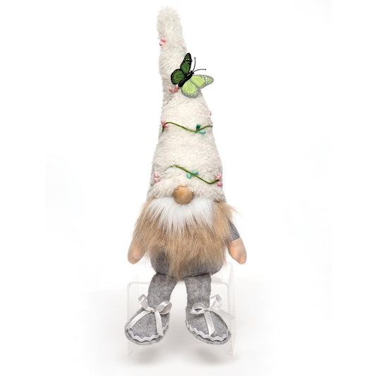 FAIRY GARDEN GNOME WITH FUZZY HAT and Cute legs 14"