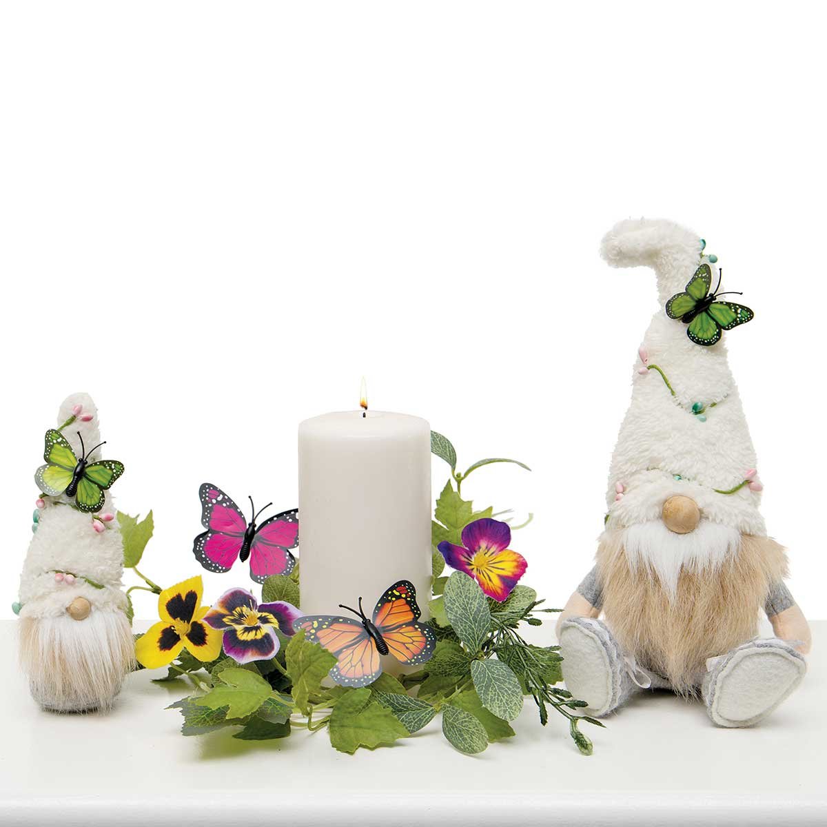 FAIRY GARDEN GNOME WITH FUZZY HAT and Cute legs 14"