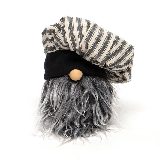 BON APPETIT CHEF GNOME WITH CREAM/GREY STRIPED
