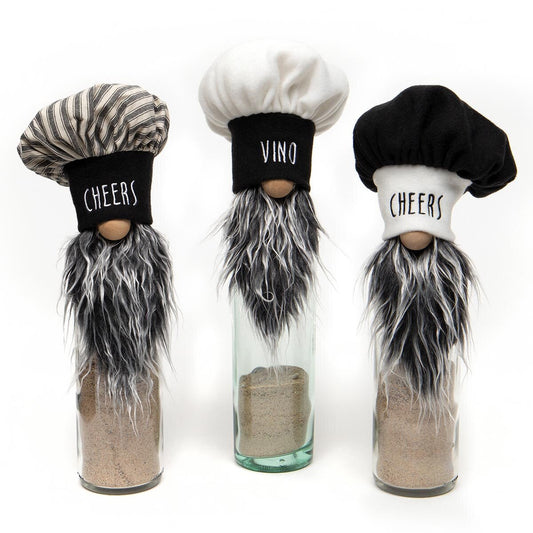BON APPETIT GNOME BOTTLE TOPPER WITH CHEF HAT- 3 Options to Choose From